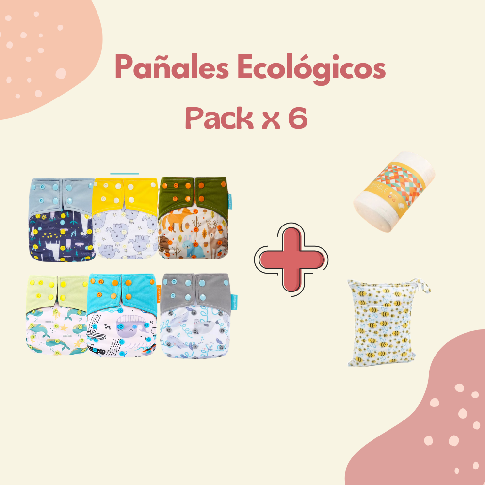 COMBO PAÑALES ECOLÓGICOS - PACK X 6