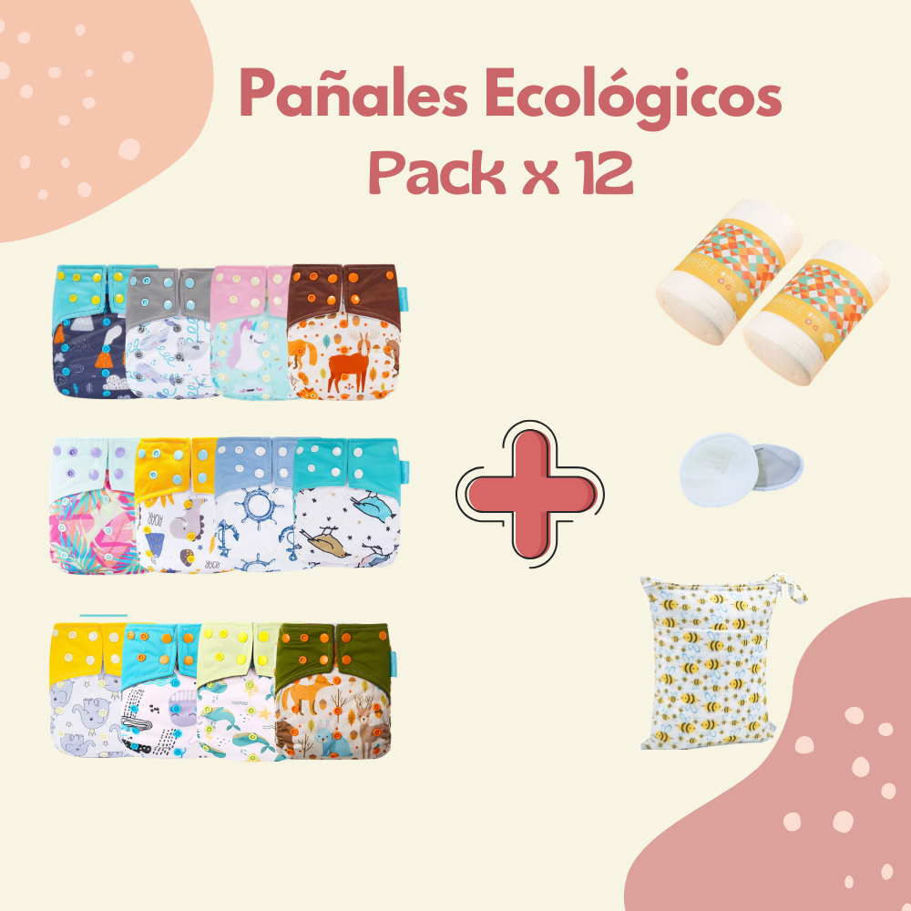 COMBO PAÑALES ECOLÓGICOS - PACK X 12